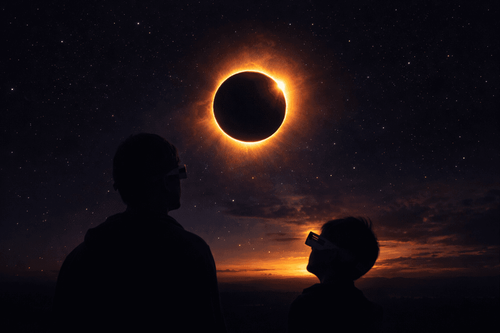 Strahlende Sonnenkorona während einer totalen Sonnenfinsternis